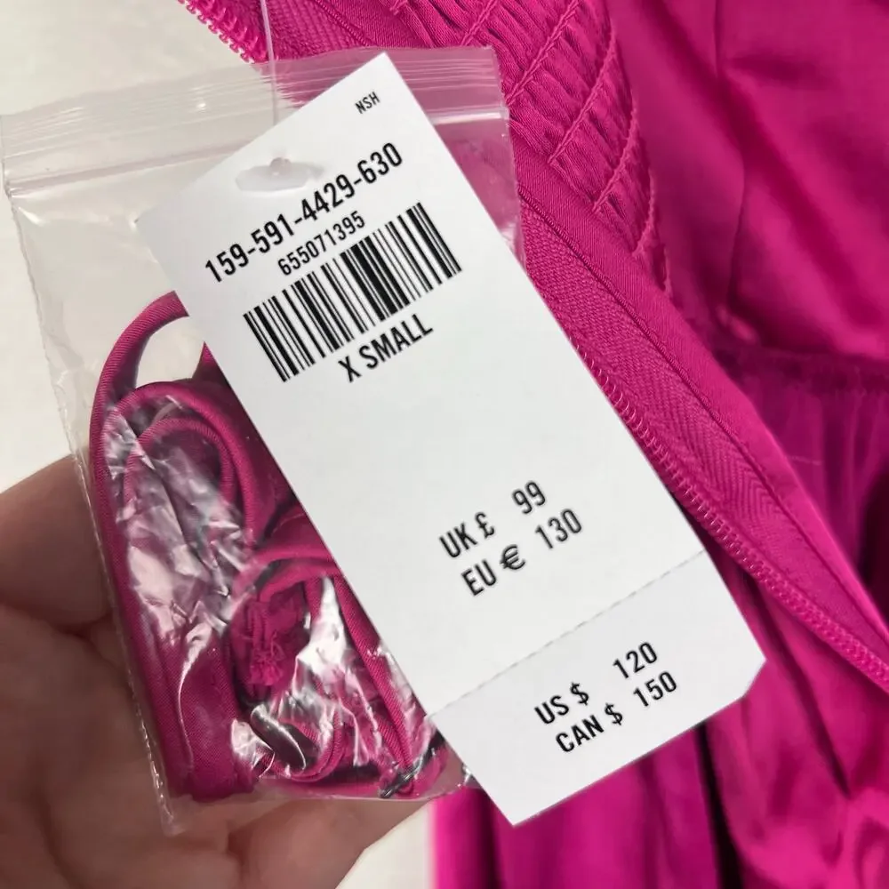 Abercrombie Emerson Ruched Strapless Pink Magenta Midi Dress NWT - Picture 3 of 10